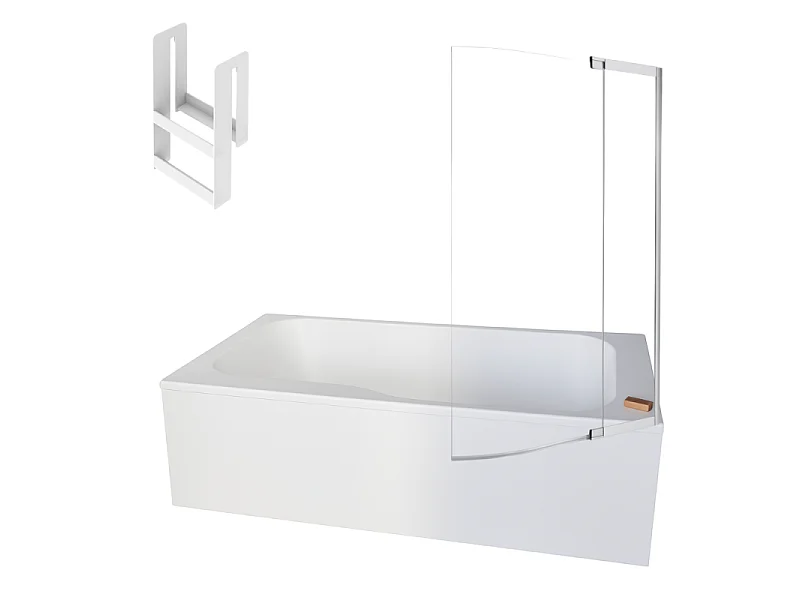 Baignoire bain douche JACOB DELAFON Malice + pare bain + étagère 170 x 90 v. droite