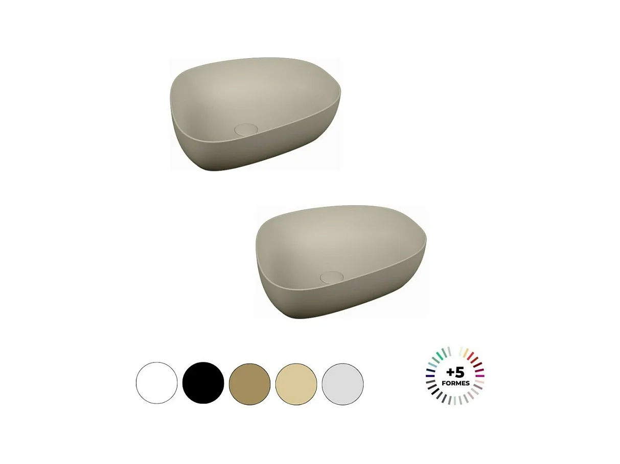 Lavabo double vasque à poser VITRA Outline, asymétrique - taupe mat Haut de gamme