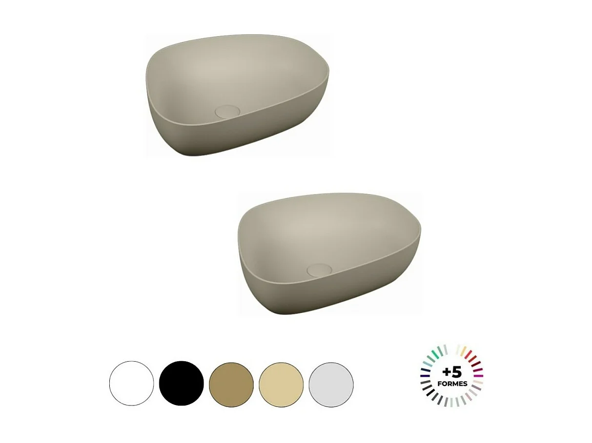 Lavabo double vasque à poser VITRA Outline, asymétrique - taupe mat Haut de gamme