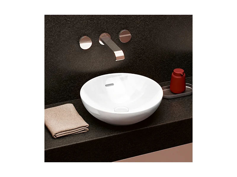Vasque 38 x 38 ronde à poser VILLEROY ET BOCH Loop & Friends non meulé blanche avec trop plein