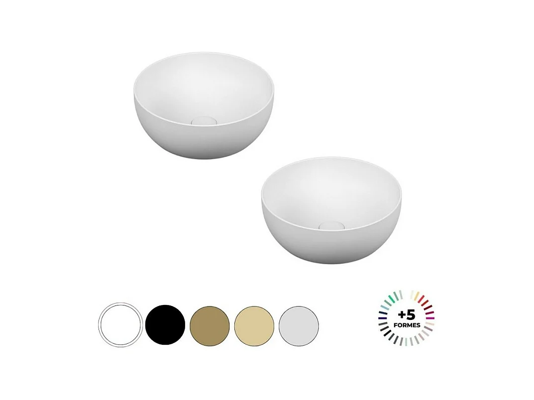 Lavabo double vasque à poser VITRA Outline, rond - blanc mat Haut de gamme