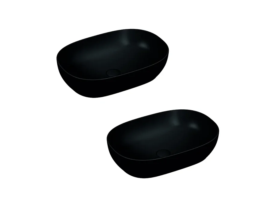 Lot de deux vasques a poser ovale Vitra Outline noir mat
