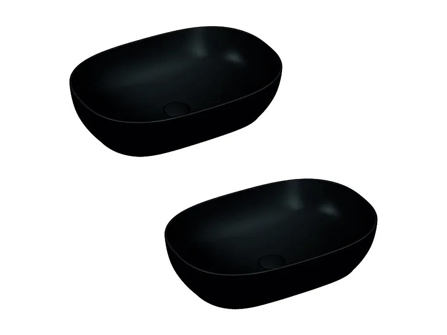 Lot de deux vasques a poser ovale Vitra Outline noir mat