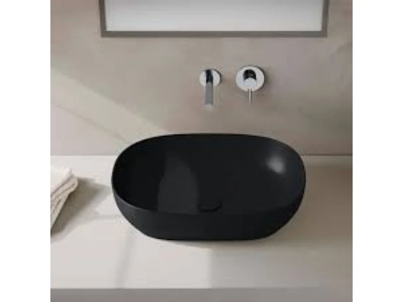 Lot de deux vasques a poser ovale Vitra Outline noir mat