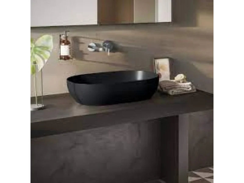 Lot de deux vasques a poser ovale Vitra Outline noir mat