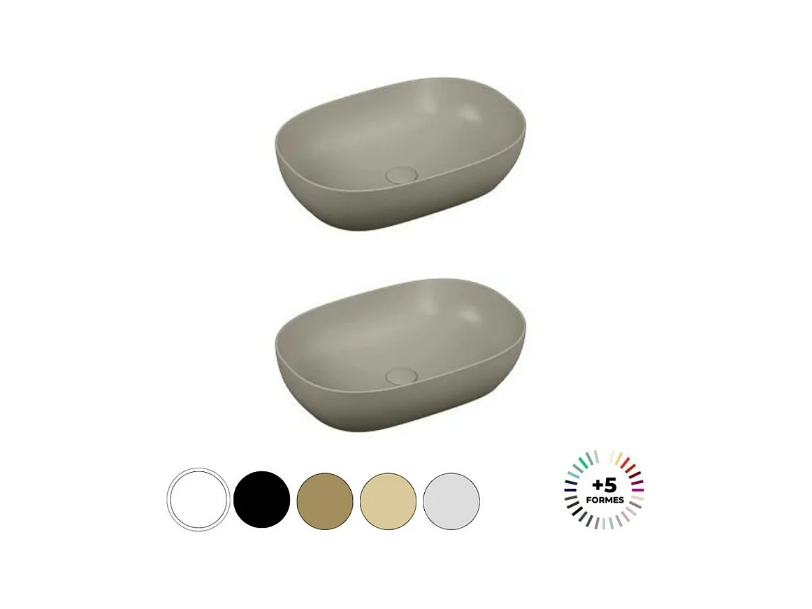 Lavabo double vasque à poser VITRA Outline, ovale - taupe mat Haut de gamme