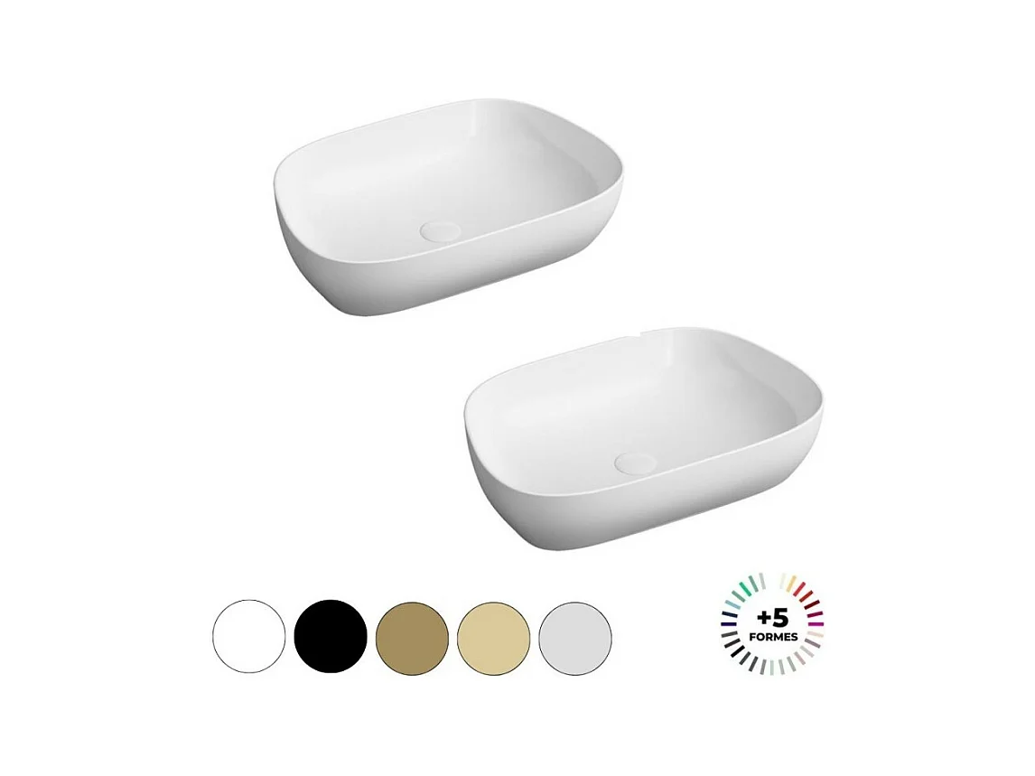 Lavabo double vasque à poser VITRA Outline, trapeze - blanc edelweiss Haut de gamme