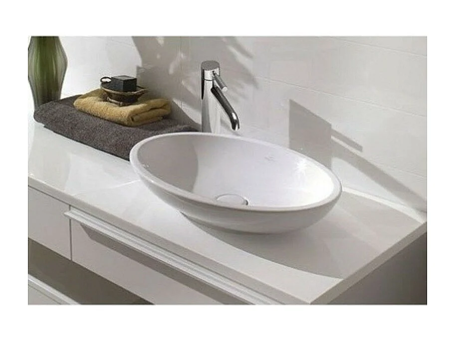 Vasque ovale à poser 58,50X38 avec trop plein VILLEROY ET BOCH Loop & Friends Blanc CeramicPlus