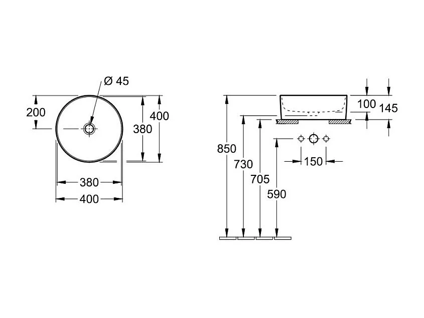 Lot de deux vasques à poser rondes 40 x 40 VILLEROY ET BOCH Collaro Blanc