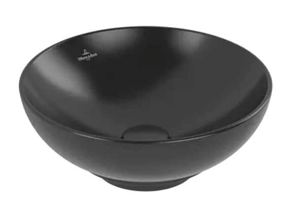 Vasque 38 x 38 ronde à poser VILLEROY ET BOCH Loop & Friends non meulé Ebony avec trop plein