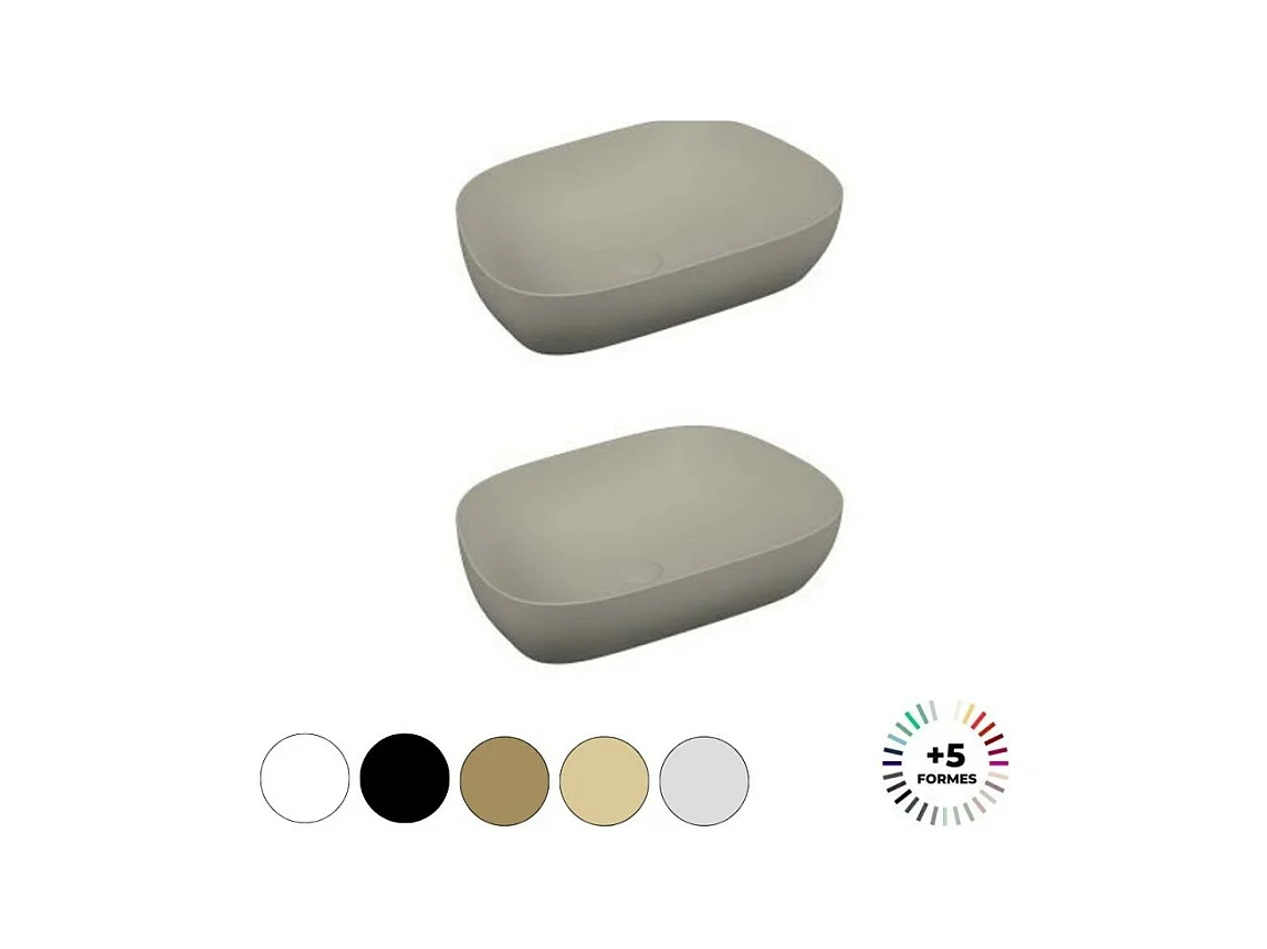 Lavabo double vasque à poser VITRA Outline, trapeze - taupe mat Haut de gamme