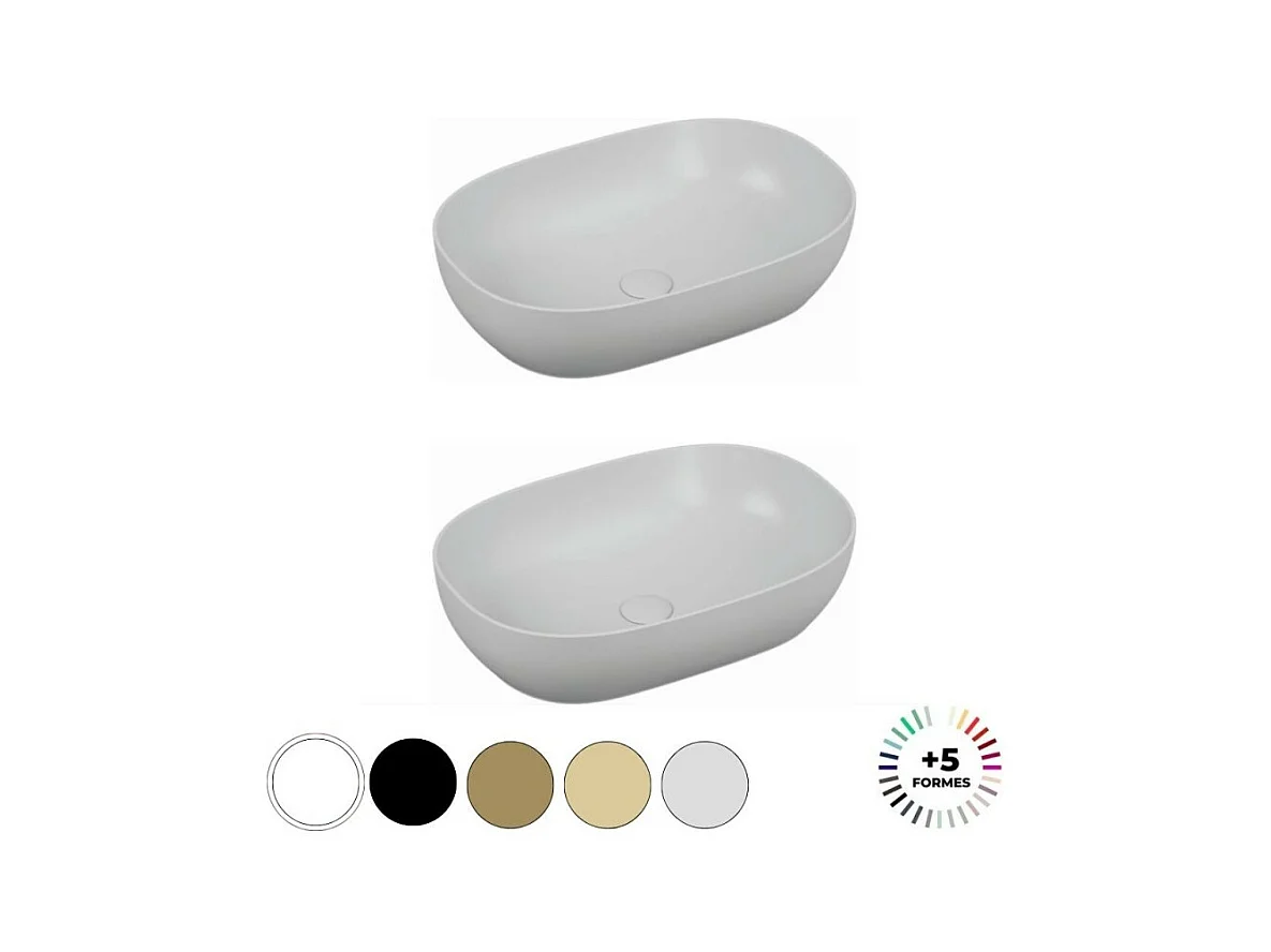 Lavabo double vasque à poser VITRA Outline, ovale - blanc brillant Haut de gamme