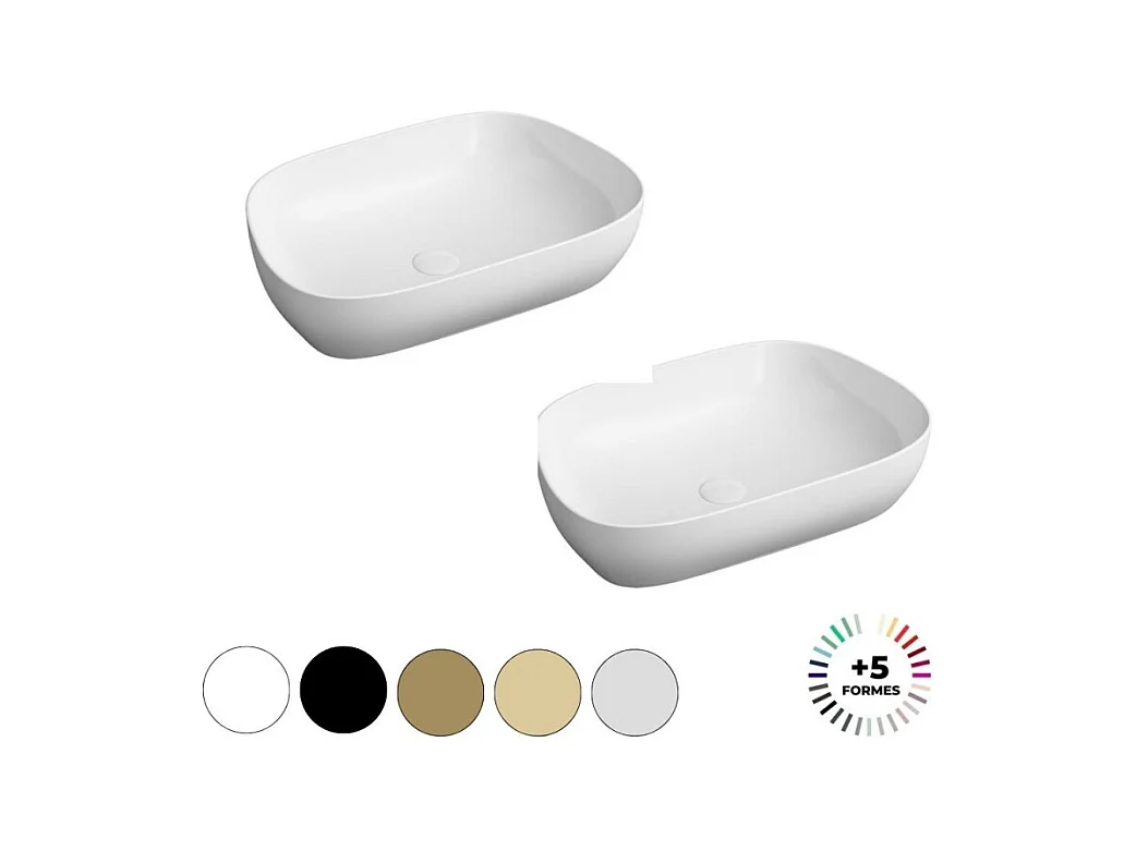 Lavabo double vasque à poser VITRA Outline, trapeze - blanc brillant Haut de gamme