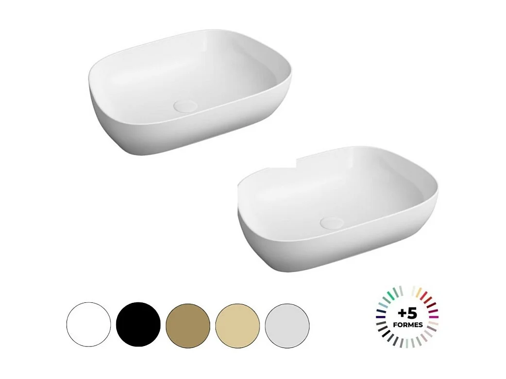 Lavabo double vasque à poser VITRA Outline, trapeze - blanc brillant Haut de gamme