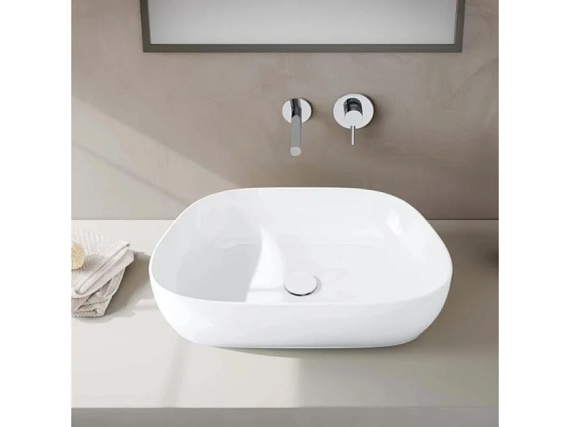 Lavabo double vasque à poser VITRA Outline, trapeze - blanc brillant Haut de gamme