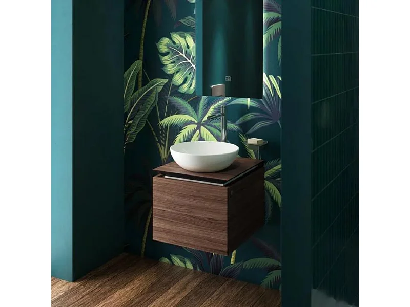 Vasque 38 x 38 ronde à poser VILLEROY ET BOCH Loop & Friends non meulé stone white avec trop plein