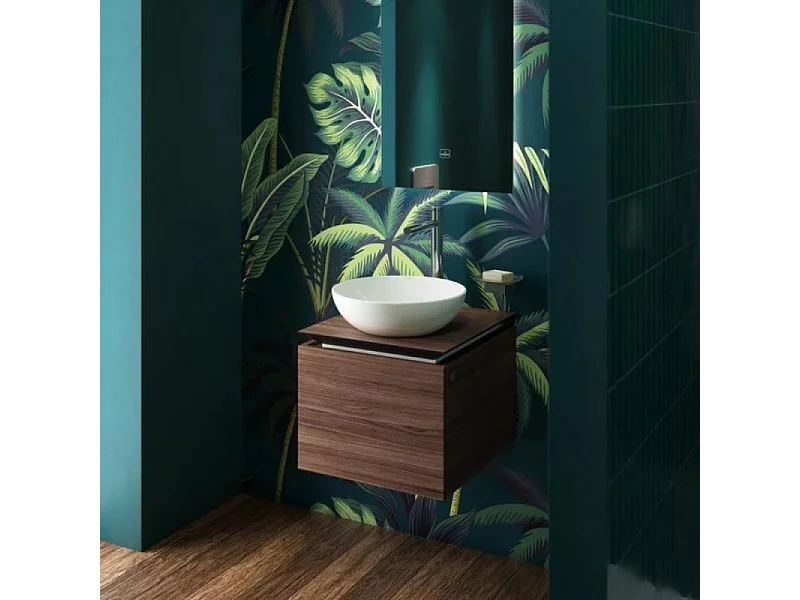 Vasque 38 x 38 ronde à poser VILLEROY ET BOCH Loop & Friends non meulé stone white avec trop plein