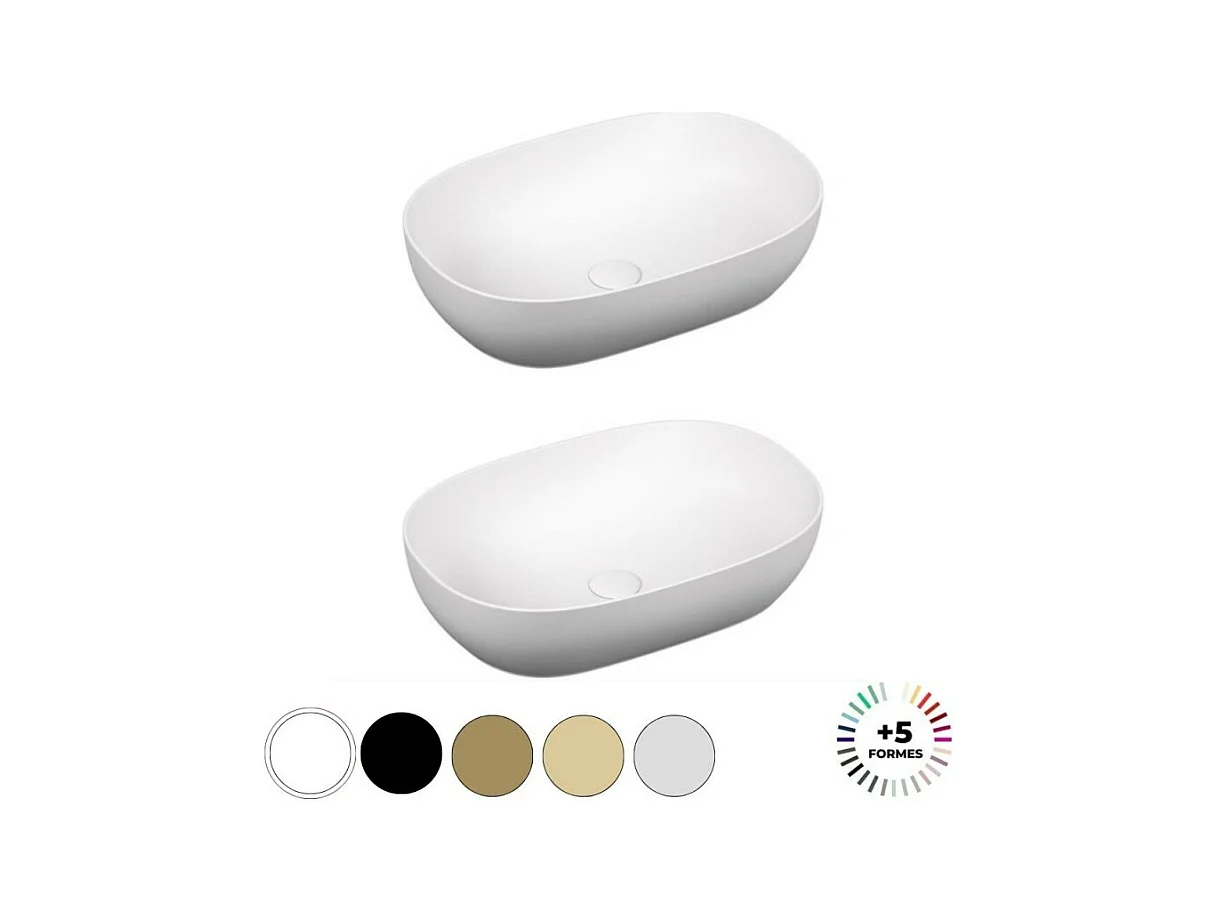 Lavabo double vasque à poser VITRA Outline, ovale - edelweiss Haut de gamme