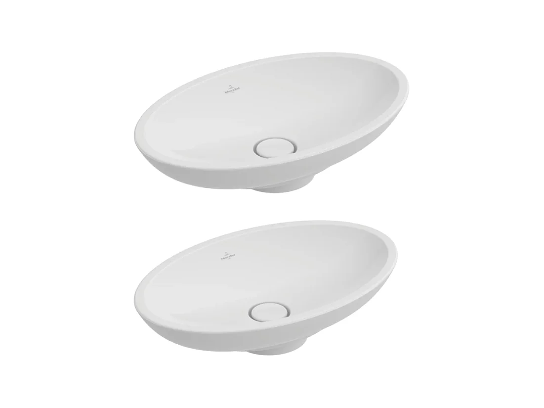 Lot de deux vasques ovales à poser 58,50X38 avec trop plein VILLEROY ET BOCH Loop & Friends Blanc CeramicPlus