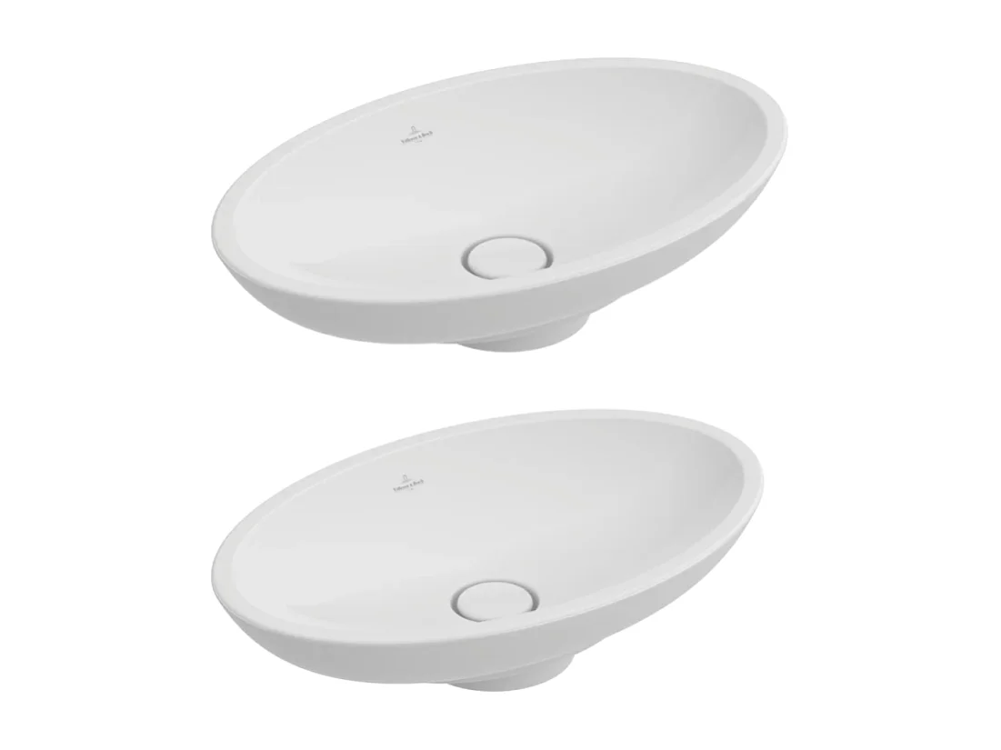 Lot de deux vasques ovales à poser 58,50X38 avec trop plein VILLEROY ET BOCH Loop & Friends Blanc CeramicPlus