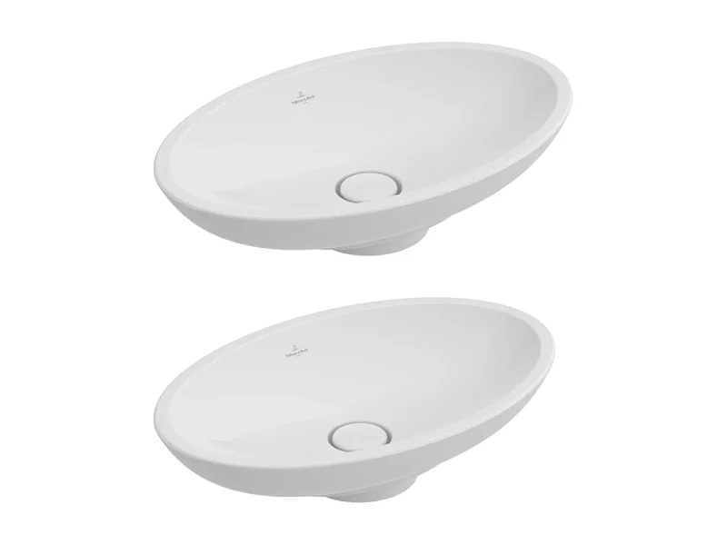 Lot de deux vasques ovales à poser 58,50X38 avec trop plein VILLEROY ET BOCH Loop & Friends Blanc CeramicPlus