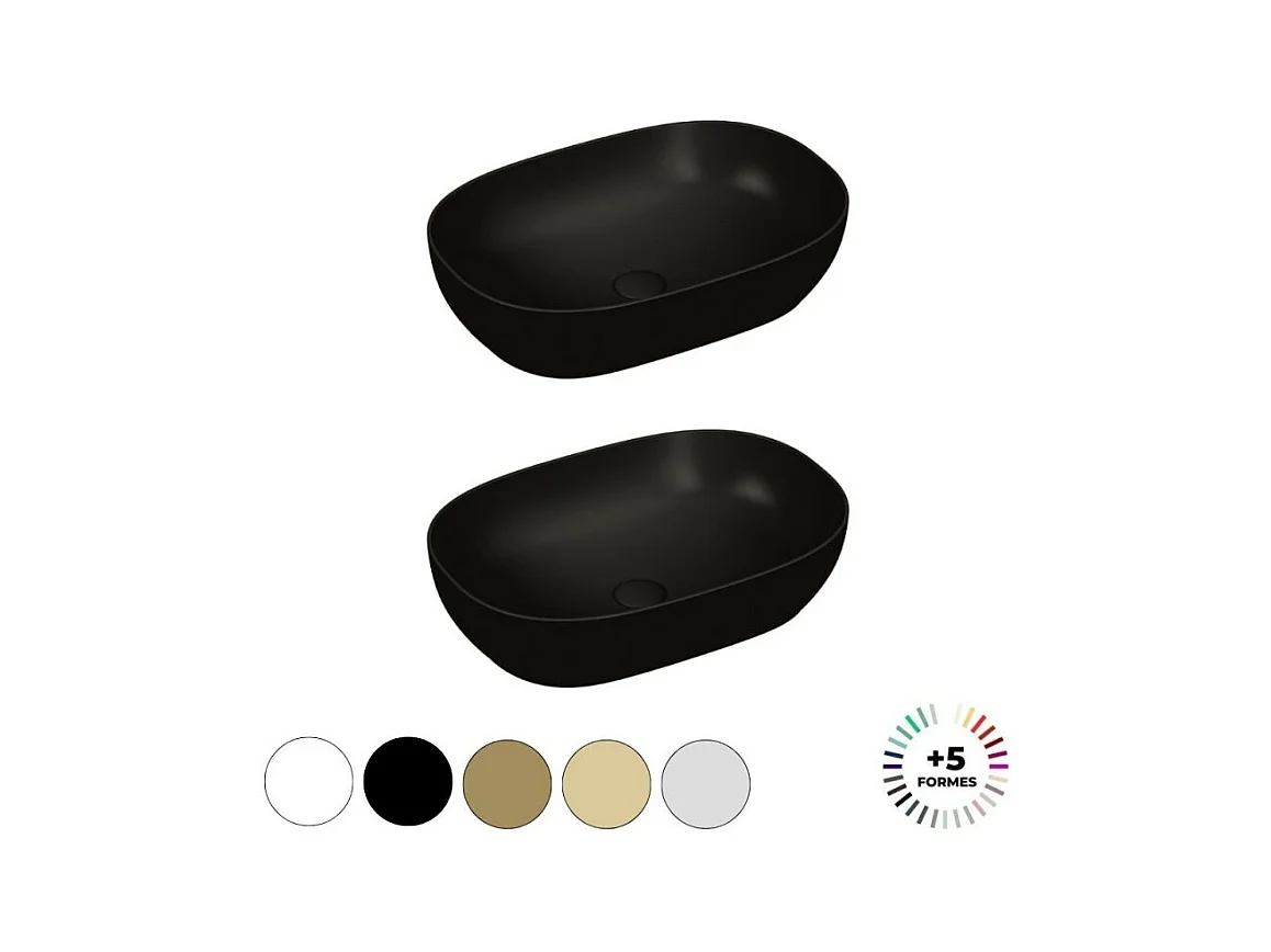 Lavabo double vasque à poser VITRA Outline, trapeze - noir mat Haut de gamme