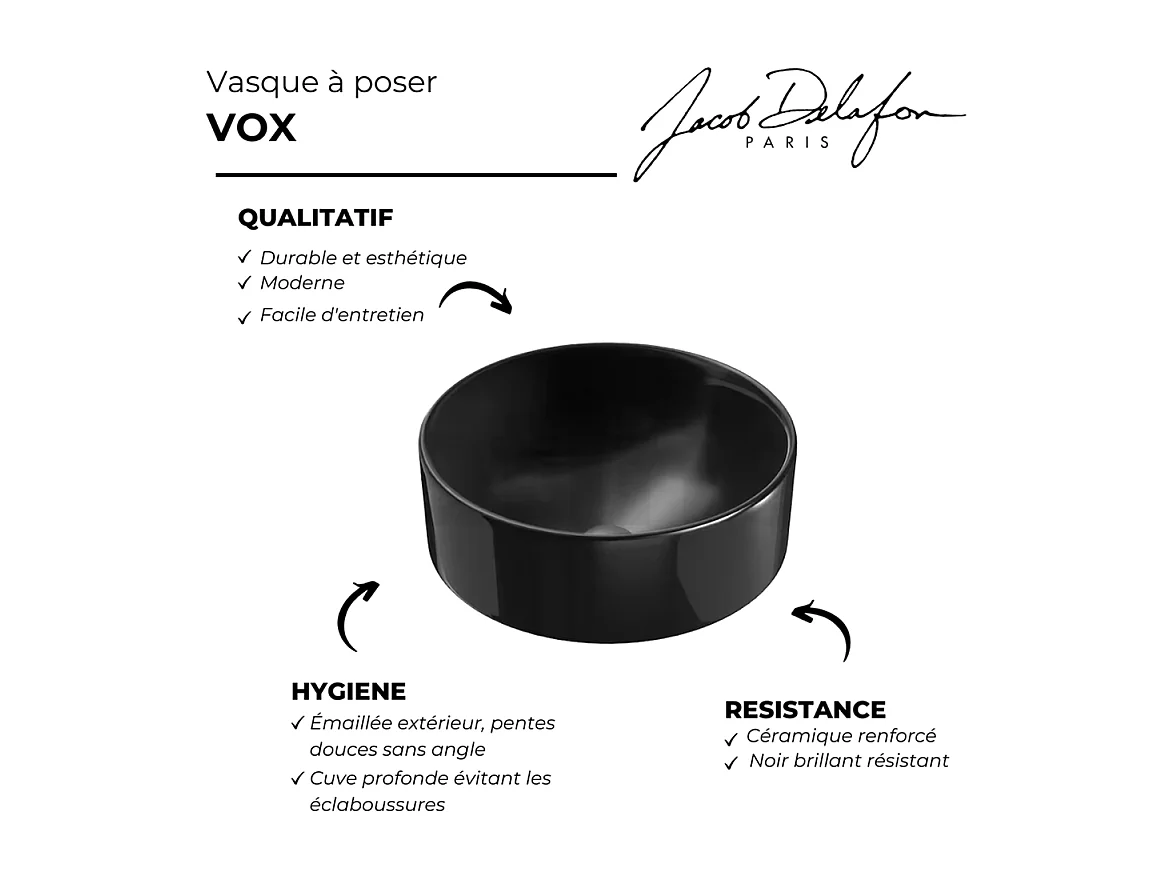 Vasque à poser JACOB DELAFON Vox noir brillant