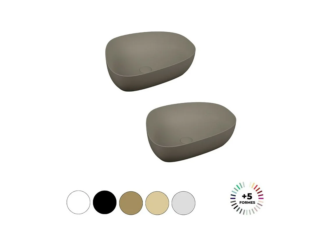 Lavabo double vasque à poser VITRA Outline, asymétrique - vison mat Haut de gamme