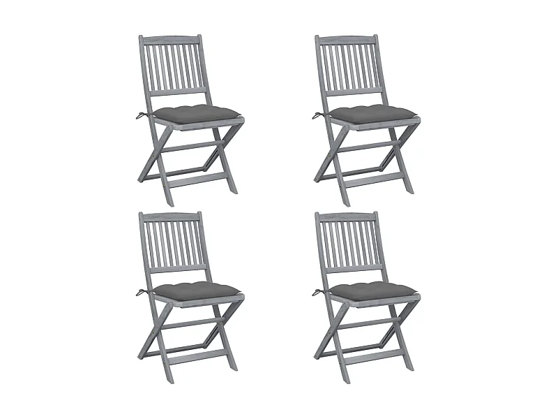 Chaises pliables d'extérieur 4 pcs avec coussins Bois d'acacia 40