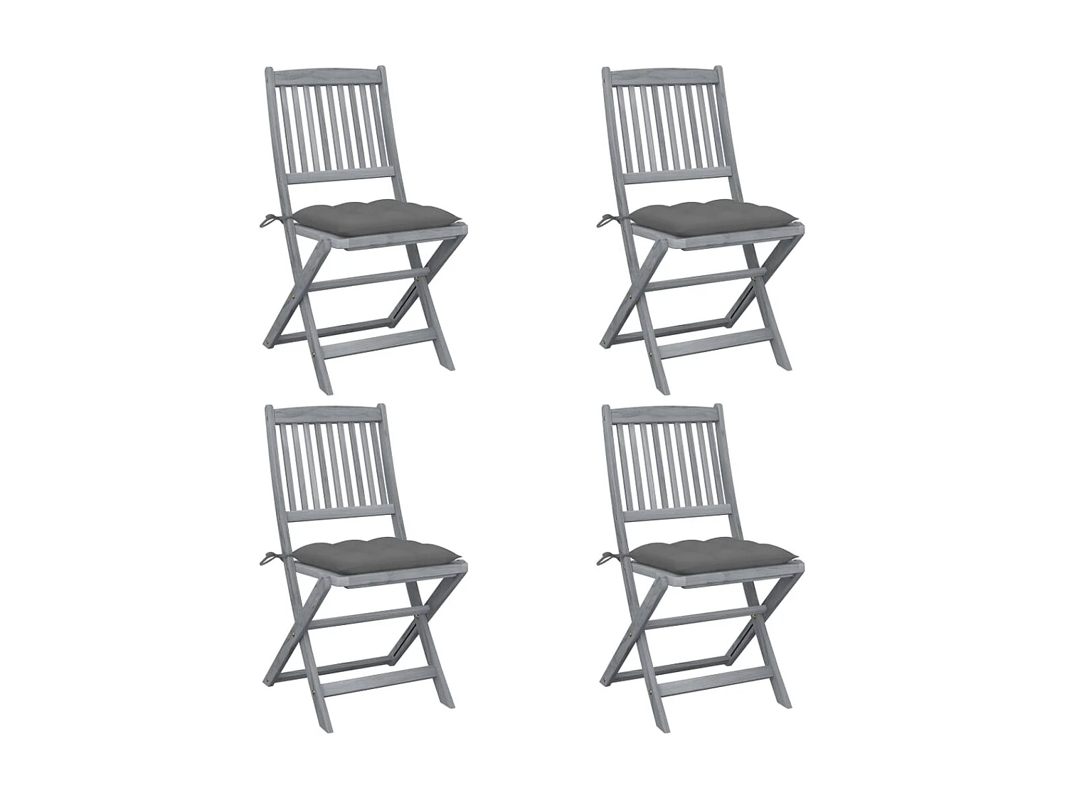 Chaises pliables d'extérieur 4 pcs avec coussins Bois d'acacia 40