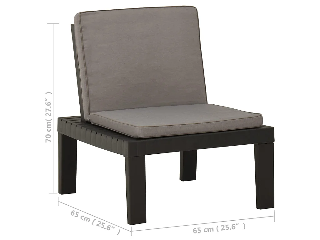 Chaise de salon de jardin avec coussin Plastique Gris