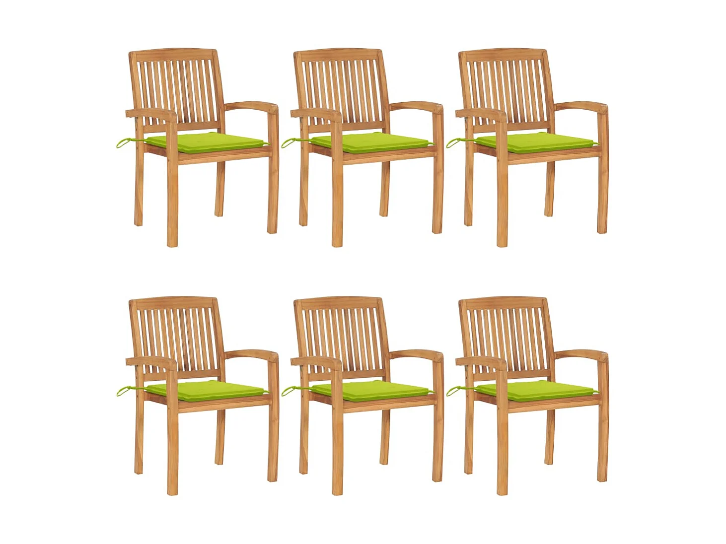Chaises de jardin empilables avec coussins 6 pcs Teck solide 79