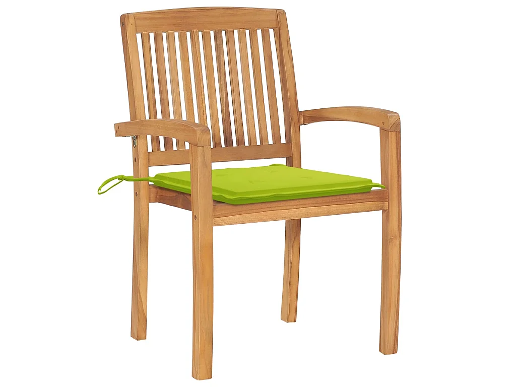 Chaises de jardin empilables avec coussins 6 pcs Teck solide 79