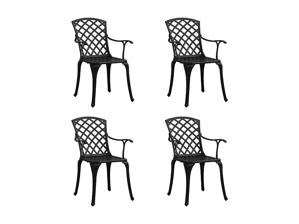 Chaises de jardin 4 pcs Aluminium coulé Noir