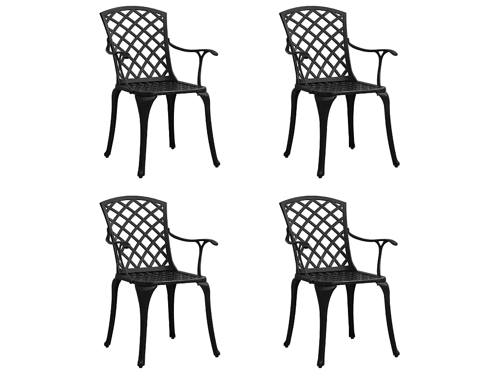 Chaises de jardin 4 pcs Aluminium coulé Noir