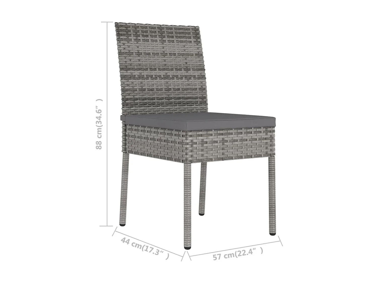Chaises de salle à manger de jardin 2 pcs Résine tressée Gris 2