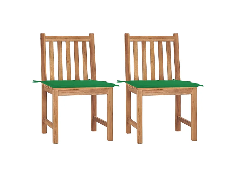 Chaises de jardin 2 pcs avec coussins Bois de teck massif 6