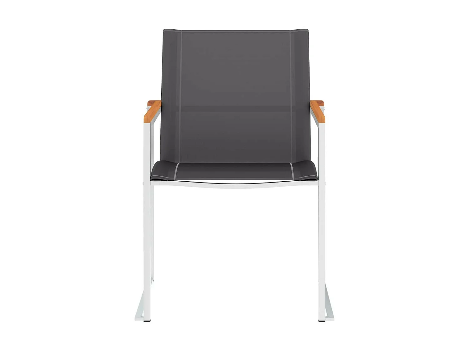 Chaises de jardin 4 pcs Textilène et acier inoxydable Gris 2