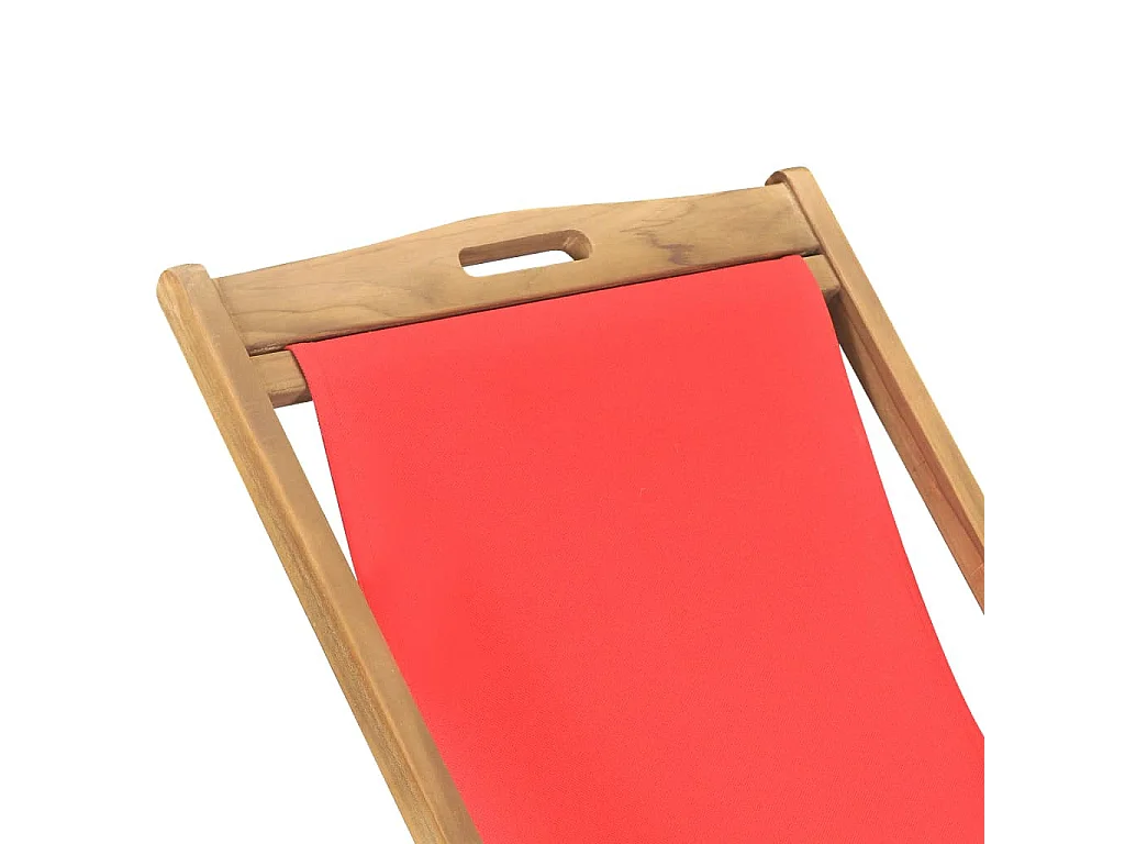 Chaise de plage pliable Bois de teck solide Rouge