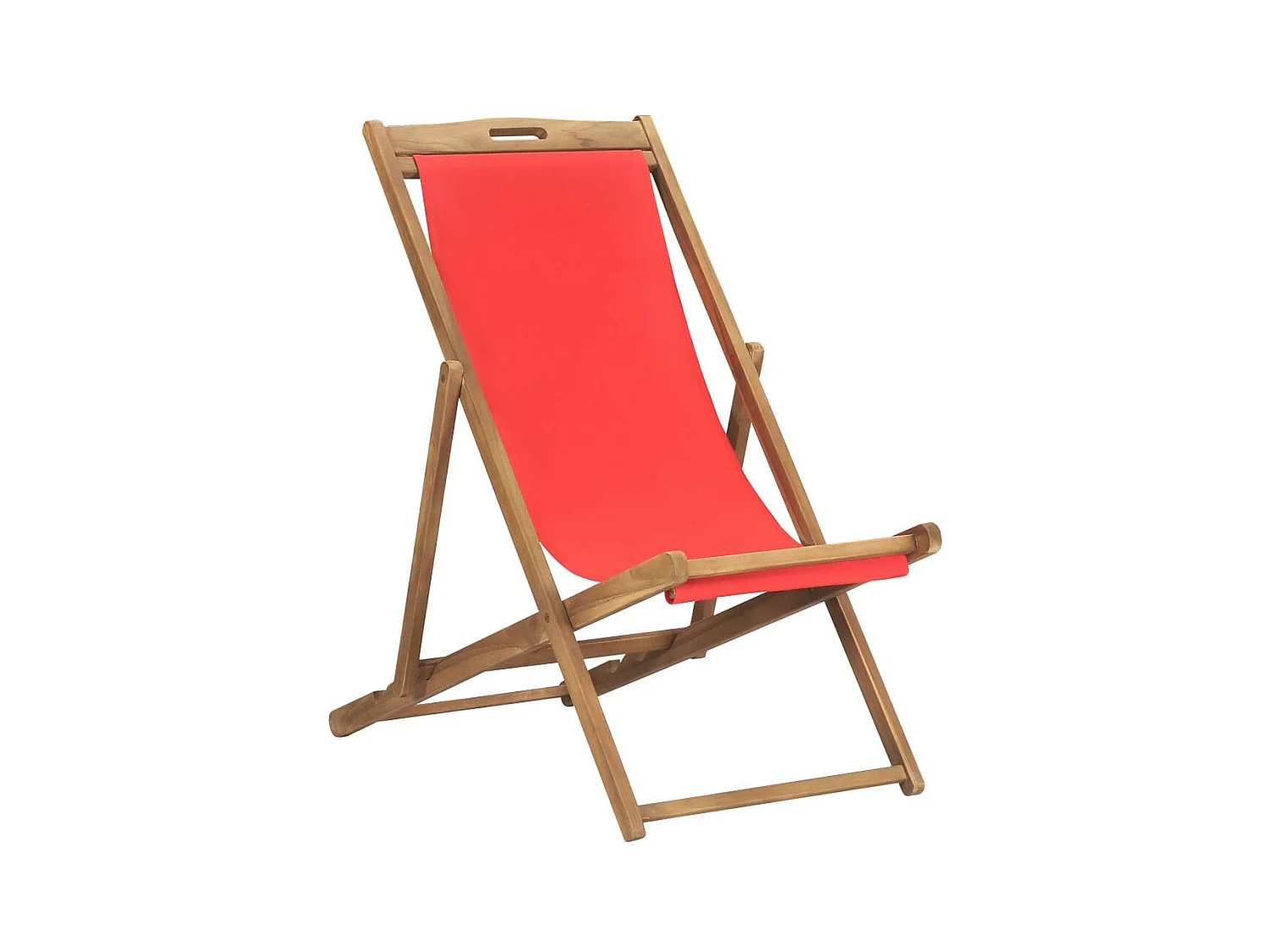 Chaise de plage pliable Bois de teck solide Rouge
