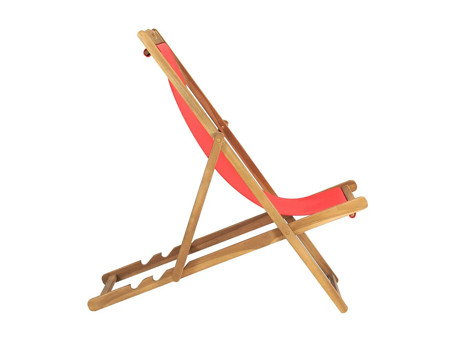 Chaise de plage pliable Bois de teck solide Rouge
