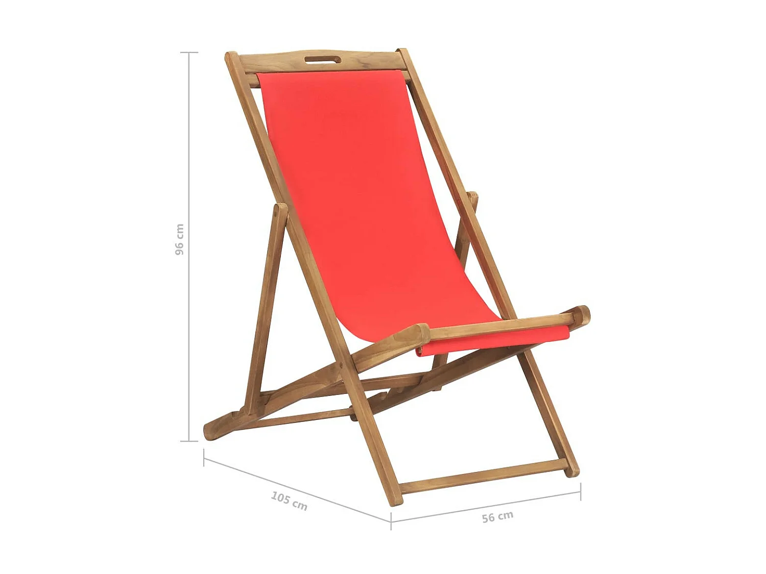 Chaise de plage pliable Bois de teck solide Rouge