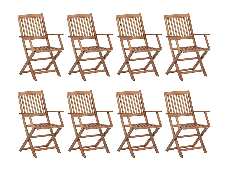 Chaises pliables d'extérieur 8 pcs Bois d'acacia solide 3