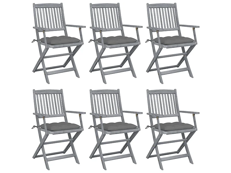 Chaises pliables d'extérieur 6 pcs avec coussins Bois d'acacia 14