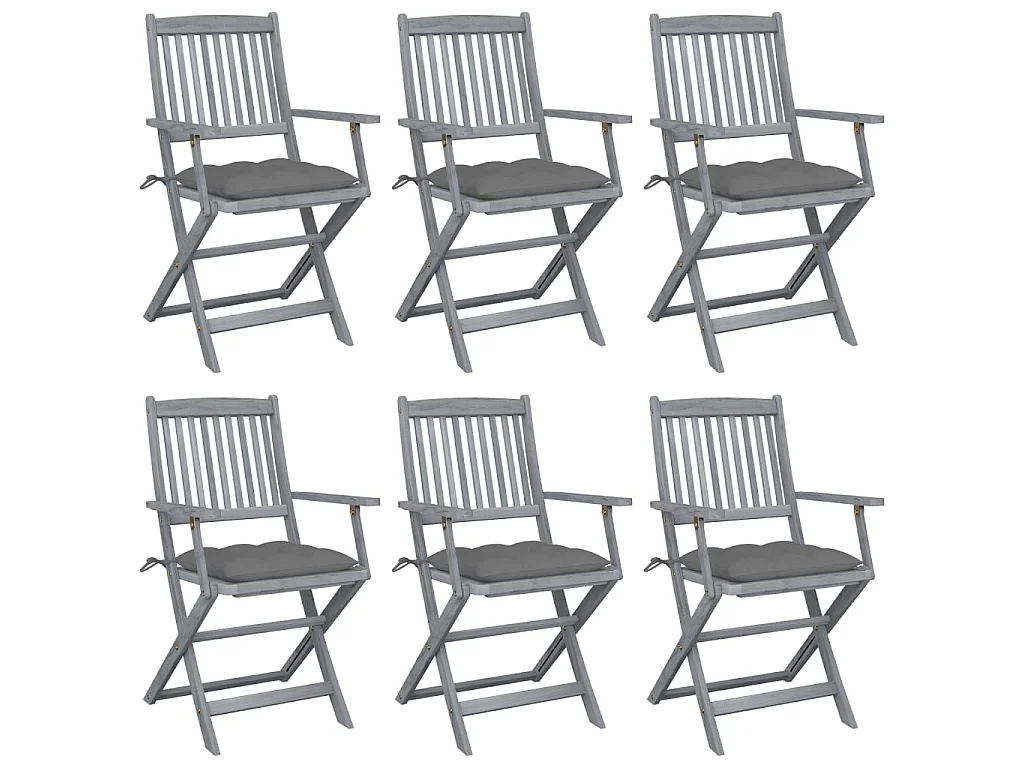 Chaises pliables d'extérieur 6 pcs avec coussins Bois d'acacia 14