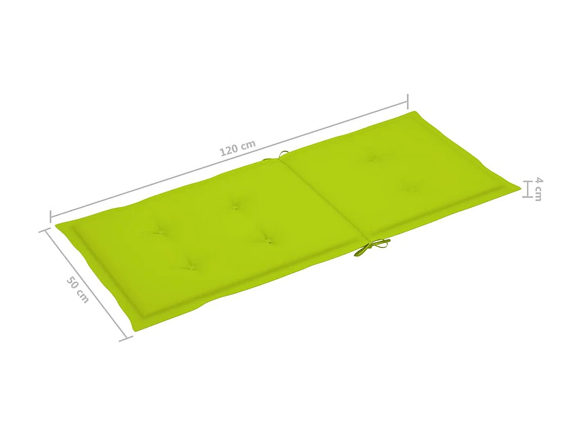 Chaises de jardin 4 pcs avec coussins vert vif Bois de teck