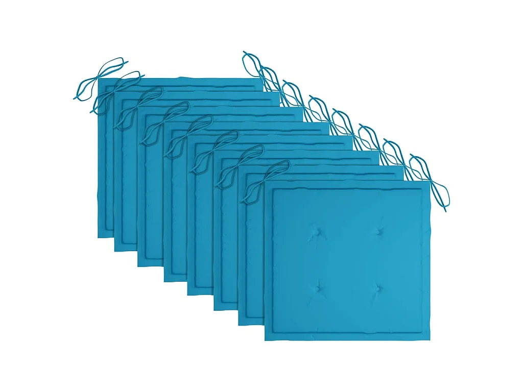 Chaises de jardin 8 pcs avec coussins bleu Bois de teck massif