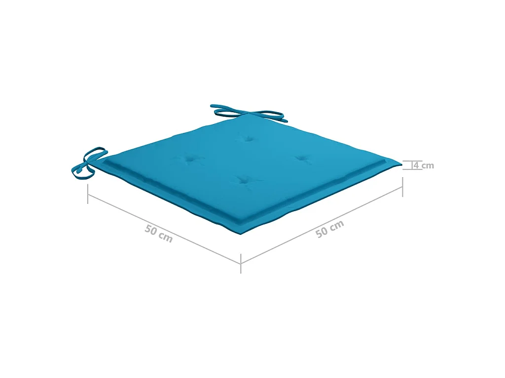 Chaises de jardin 8 pcs avec coussins bleu Bois de teck massif