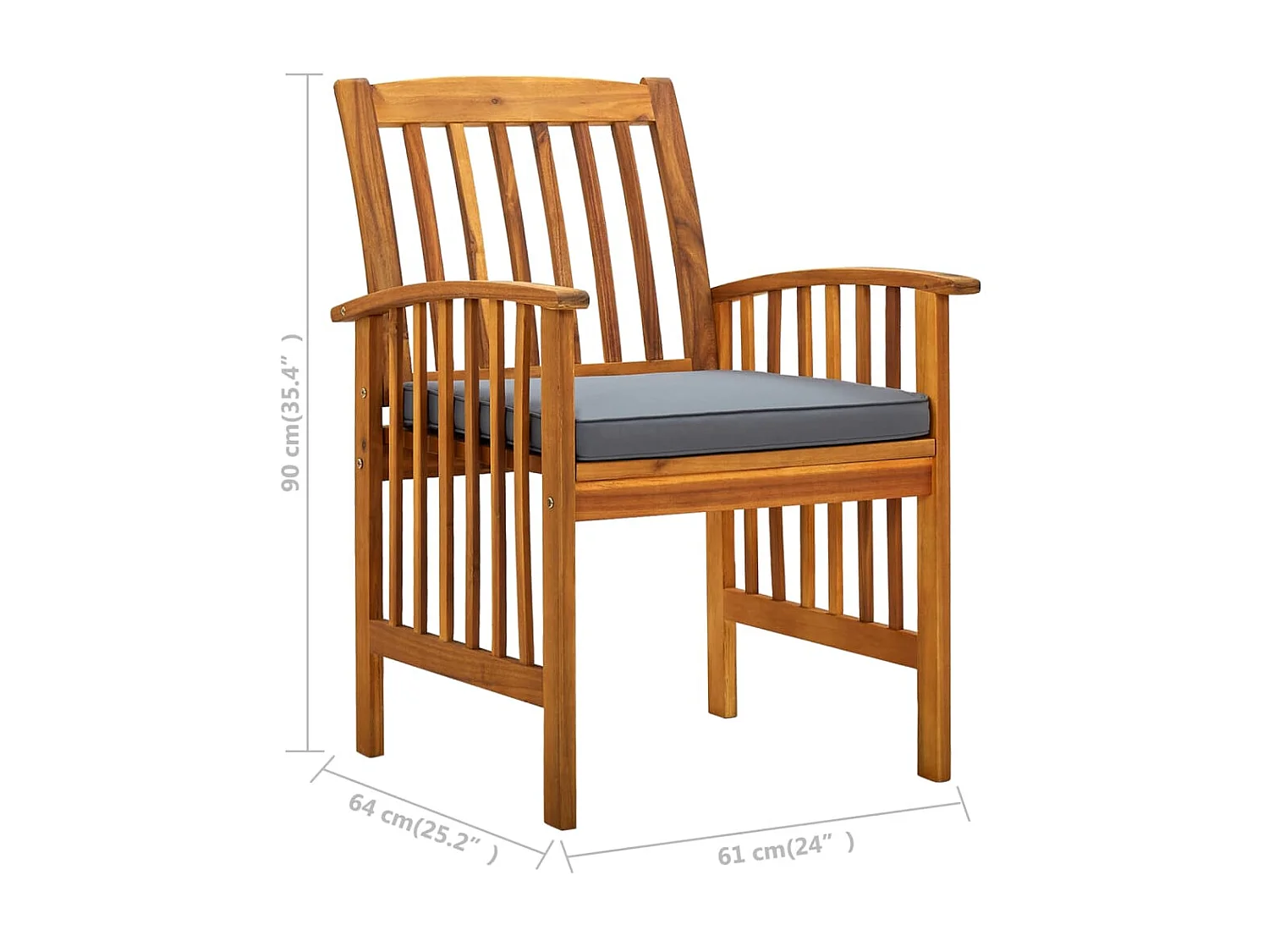 Chaises à dîner de jardin 3pcs et coussins Bois d'acacia massif