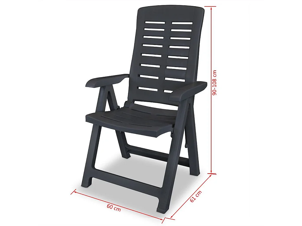 Chaises inclinables de jardin 6 pcs Plastique Anthracite